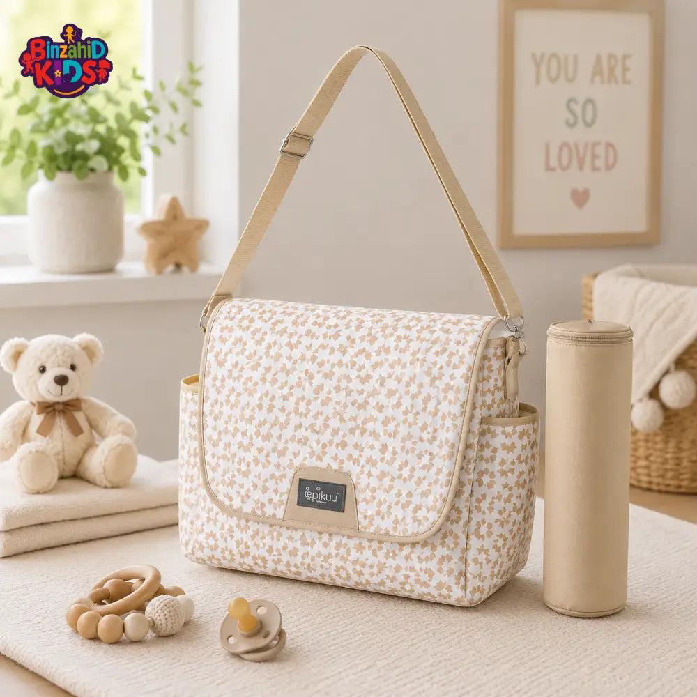 BABY DIAPER BAG - BEIGE FLORAL
