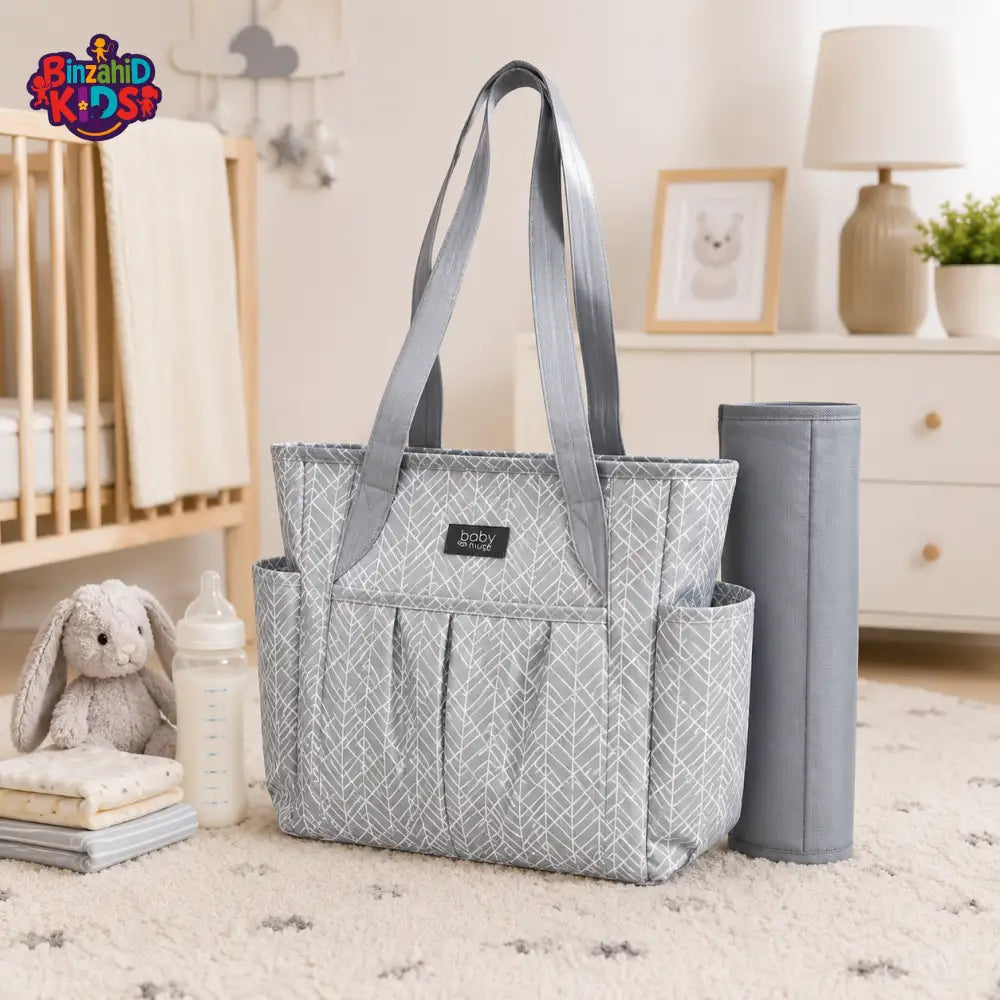 Baby Diaper Bag - Grey Printed