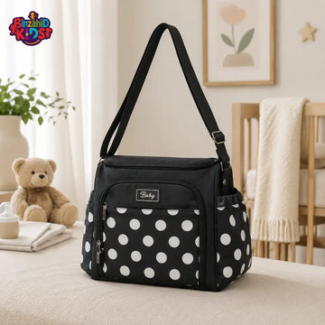Baby Diaper Bag - Navy Polka Dot Printed