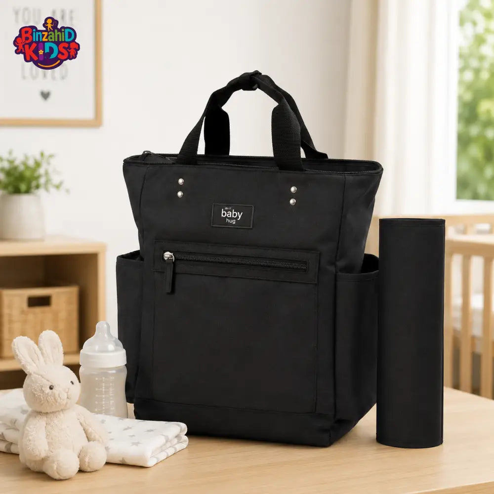 Baby Diaper Bag Pack Minimal Textured Black