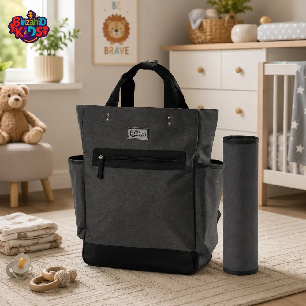 Baby Diaper Bag Pack Minimal Textured Grey