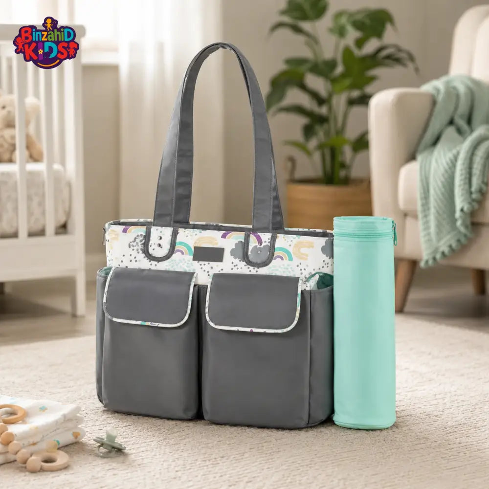 TINNIES COMPACT DIAPER BAG WITH CHANGING PAD – GREY