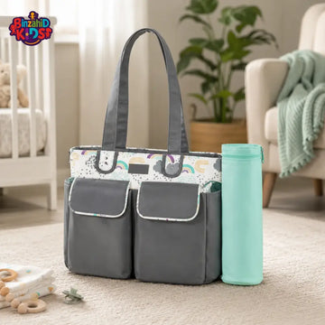 TINNIES COMPACT DIAPER BAG WITH CHANGING PAD – GREY