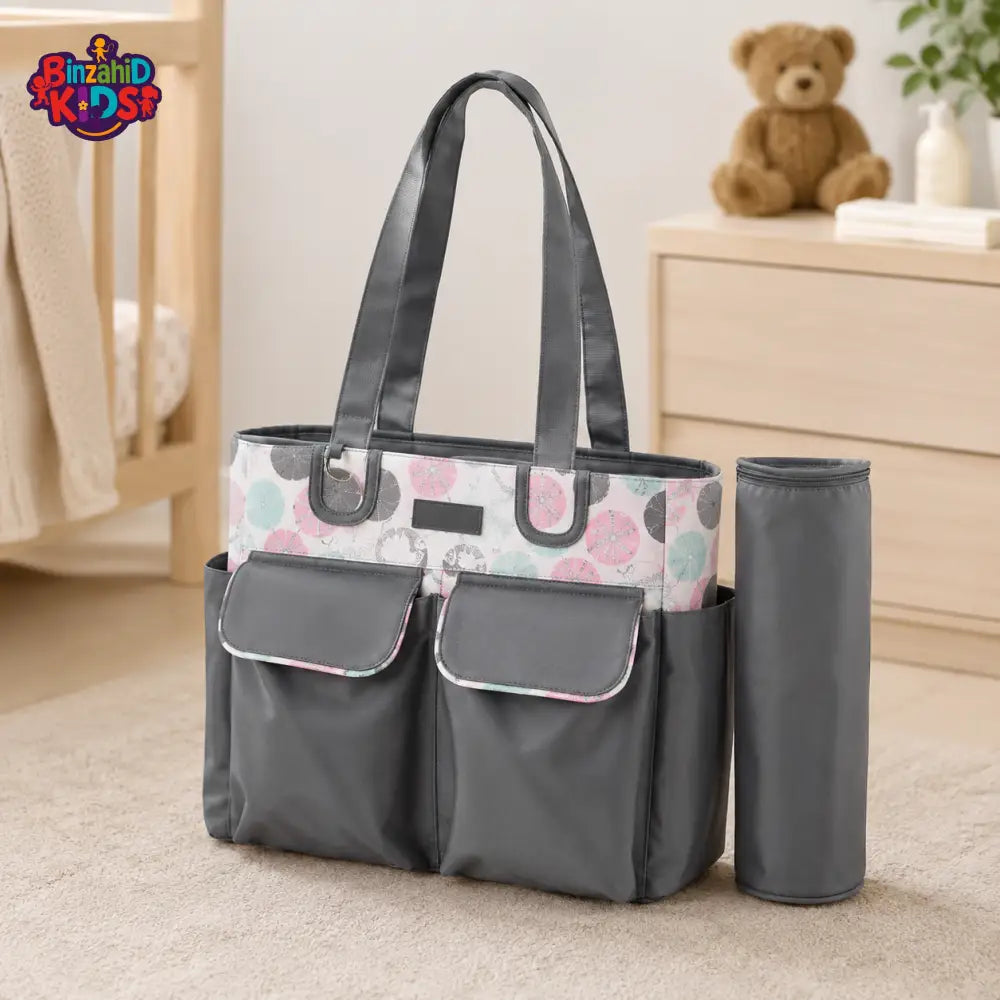 TINNIES COMPACT DIAPER BAG WITH CHANGING PAD – GREY