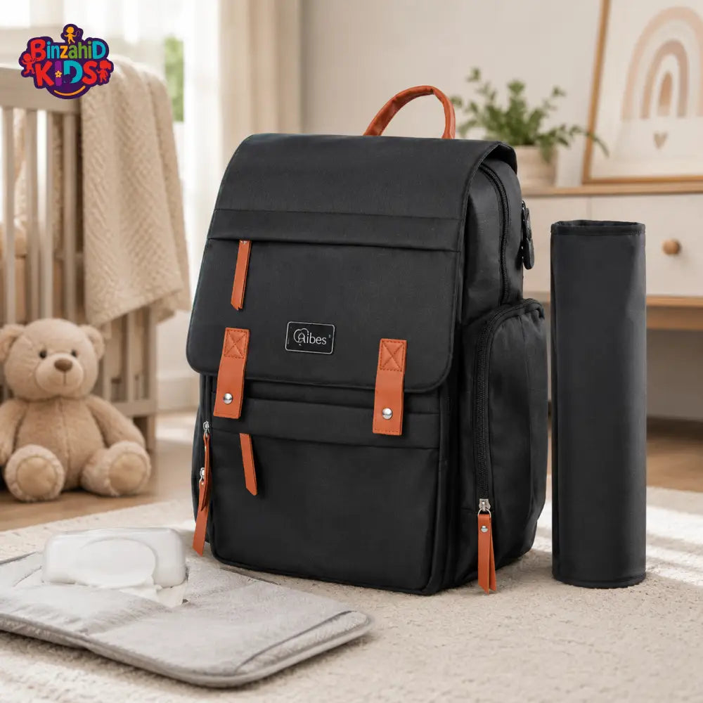 TINNIES DIAPER BACKPACK – BLACK HANDS-FREE COMFORT FOR MODERN MOMS