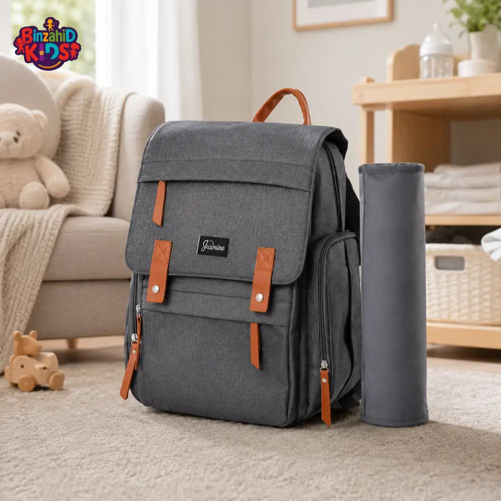 TINNIES DIAPER BAG – GREY SPACIOUS & SMART DESIGN FOR MODERN MOMS
