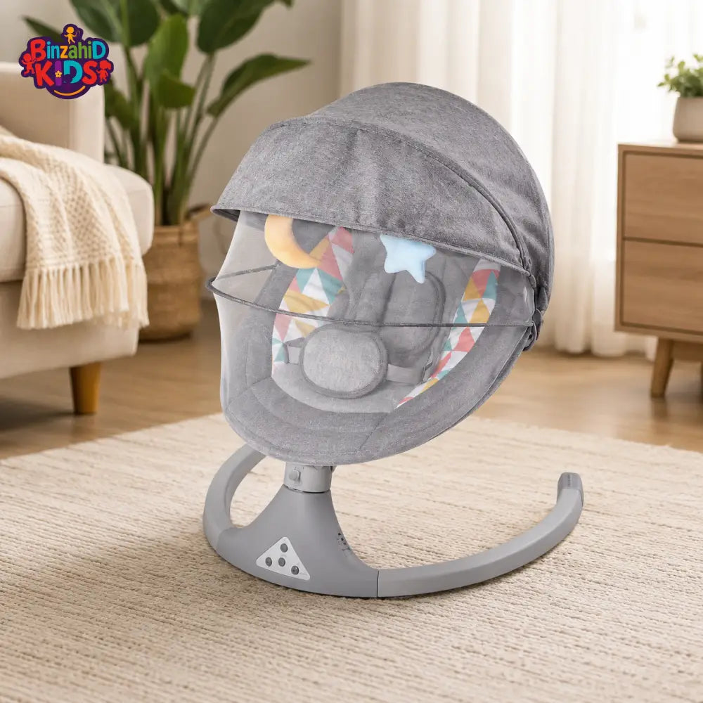 TINNIES GREY BABY SWING WITH MUSIC – NEWBORN TO 1 YEAR
