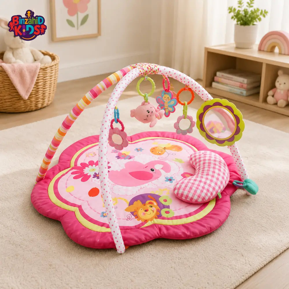 TINNIES PINK BABY PLAY MAT – 4-IN-1 ACTIVITY MAT WITH TOYS (0–12 MONTHS)