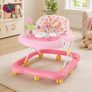 TINNIES PINK BABY WALKER – PADDED SEAT & TOY TRAY