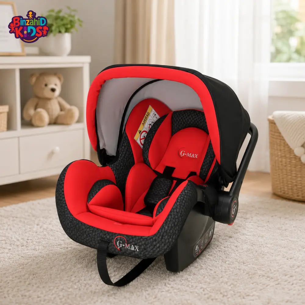 TINNIES SECURE BABY CARRIER CAR SEAT – INFANT ROCKER WITH RETRACTABLE CANOPY RED