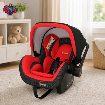 TINNIES SECURE BABY CARRIER CAR SEAT – INFANT ROCKER WITH RETRACTABLE CANOPY RED