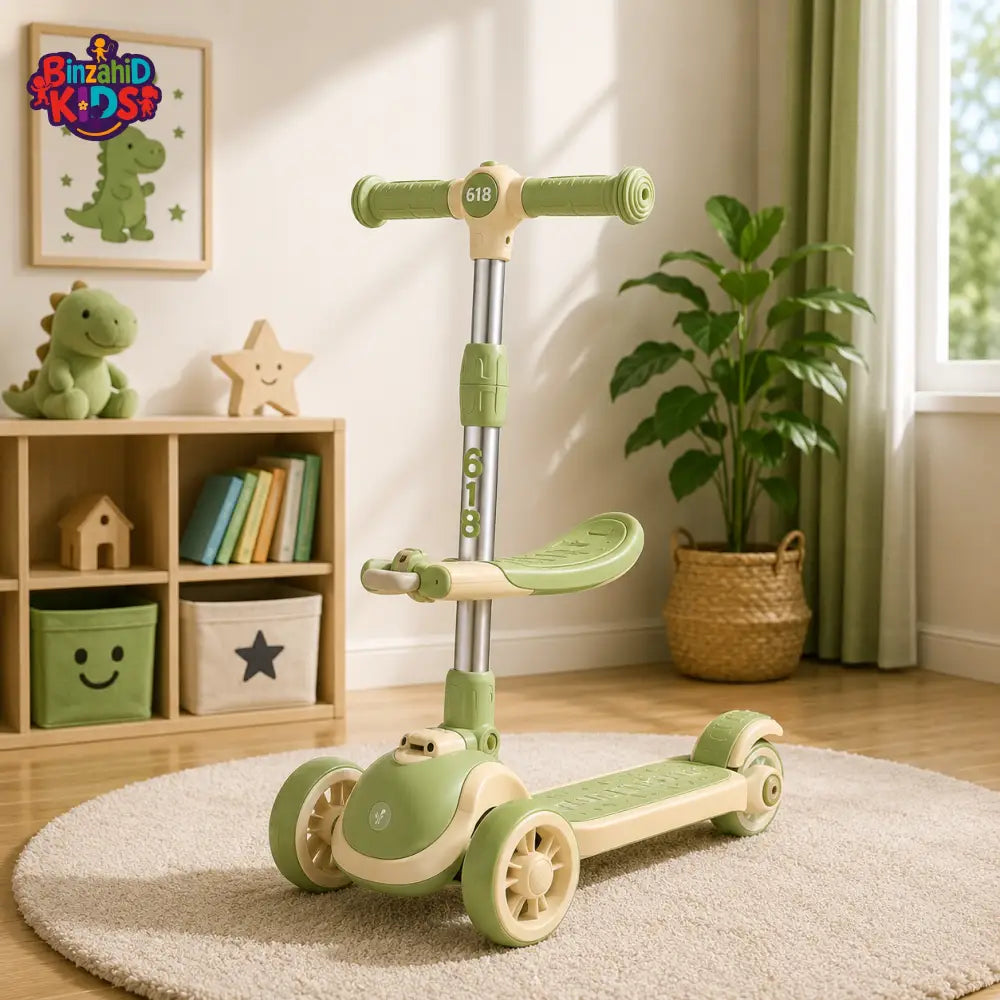 TODDLER SCOOTER WITH SEAT AND LEAN-TO-STEER DESIGN - GREEN