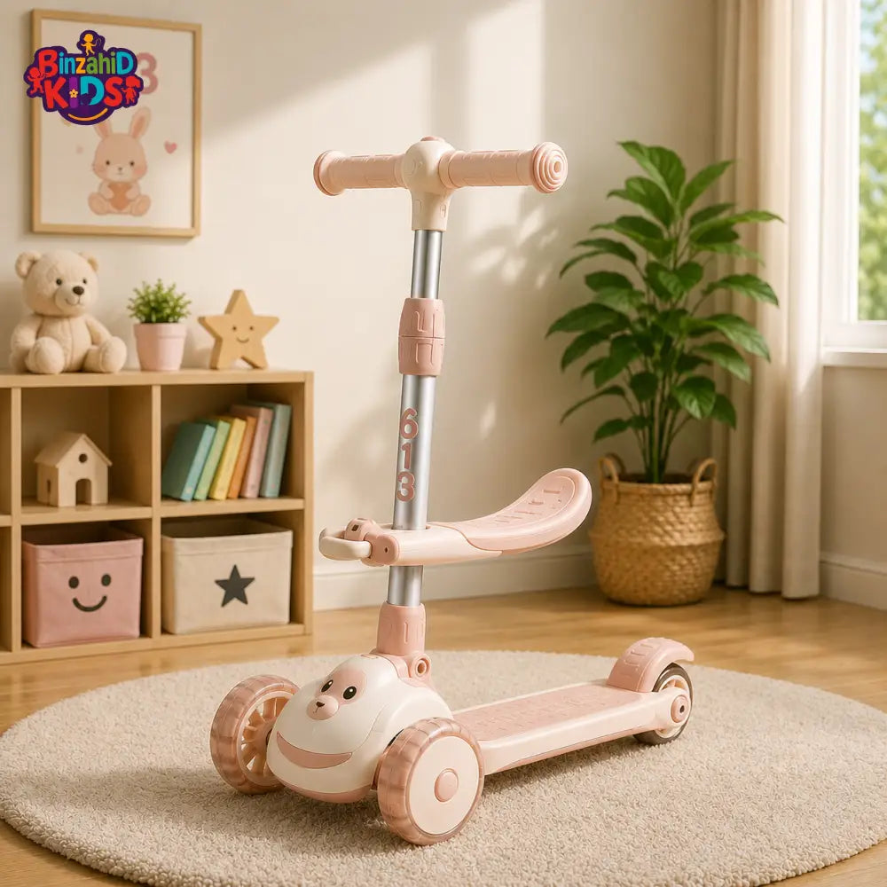 TODDLER SCOOTER WITH SEAT AND LEAN-TO-STEER DESIGN - PINK