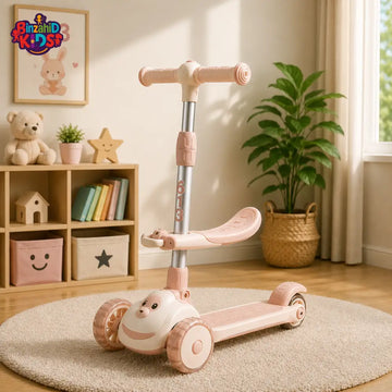TODDLER SCOOTER WITH SEAT AND LEAN-TO-STEER DESIGN - PINK