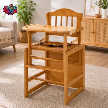 WOODEN BABY FEEDING HIGH CHAIR WITH TABLE